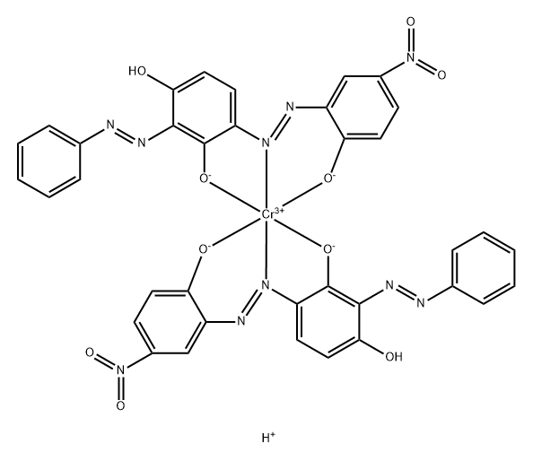 Chromate(1-), bis[4-[[2-(hydroxy-κO)-5-nitrophenyl]azo-κN1]-2-(phenylazo)-1,3-benzenediolato(2-)-κO3]-, hydrogen Structure