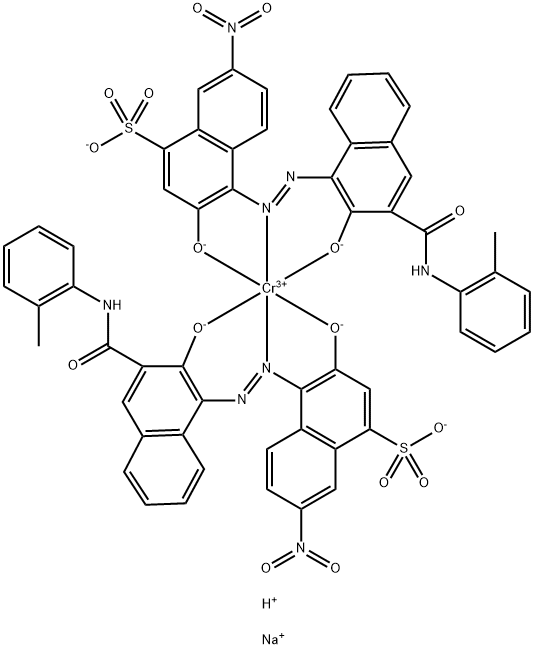 Chromate(3-), bis[3-(hydroxy-κO)-4-[[2-(hydroxy-κO)-3-[[(2-methylphenyl)amino]carbonyl]-1-naphthalenyl]azo-κN1]-7-nitro-1-naphthalenesulfonato(3-)]-, disodium hydrogen Struktur