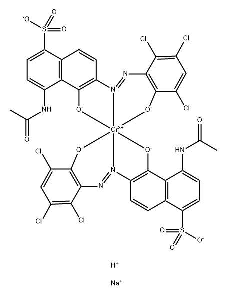 Chromate(3-), bis[4-(acetylamino)-5-(hydroxy-κO)-6-[2-[2,3,5-trichloro-6-(hydroxy-κO)phenyl]diazenyl-κN1]-1-naphthalenesulfonato(3-)]-, sodium hydrogen (1:2:1) Structure