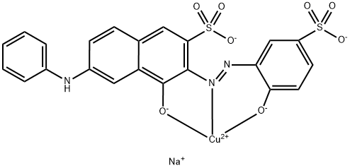 Cuprate(2-), [4-(hydroxy-κO)-3-[[2-(hydroxy-κO)-5-sulfophenyl]azo-κN1]-6-(phenylamino)-2-naphthalenesulfonato(4-)]-, disodium Structure