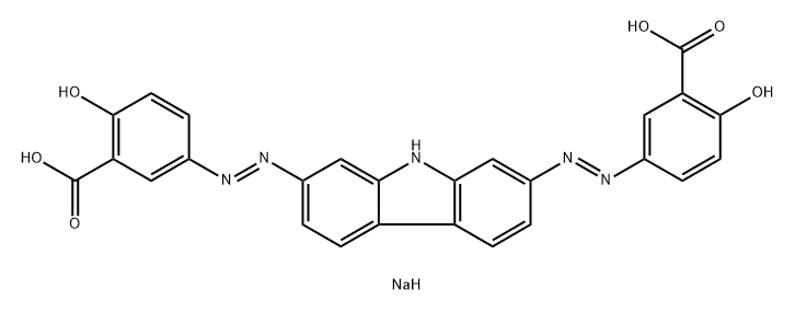 5,5'-[9H-カルバゾール-2,7-ジイルビス(アゾ)]ビス[2-ヒドロキシ安息香酸ナトリウム] 化学構造式
