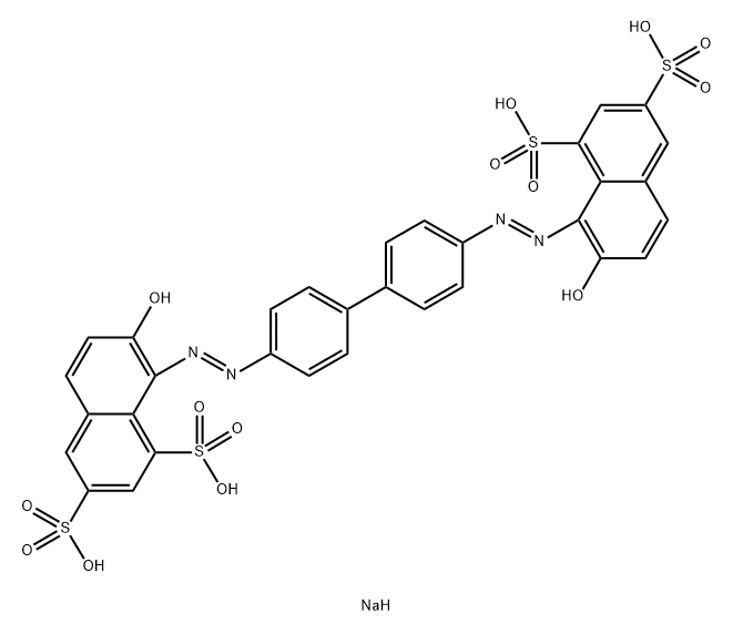 1,3-Naphthalenedisulfonic acid, 8,8'-[[1,1'-biphenyl]-4,4'-diylbis(azo)]bis[7-hydroxy-, tetrasodium salt Structure