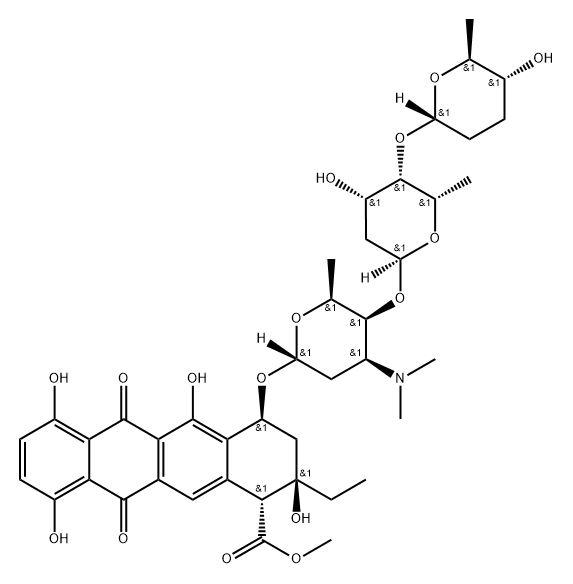 1-Naphthacenecarboxylic acid, 2-ethyl-1,2,3,4,6,11-hexahydro-2,5,7,10-tetrahydroxy-6,11-dioxo-4-[[2,3,6-trideoxy-4-O-[2,6-dideoxy-4-O-[(2S,5R,6S)-tetrahydro-5-hydroxy-6-methyl-2H-pyran-2-yl]-α-L-lyxo-hexopyranosyl]-3-(dimethylamino)-α-L-lyxo-hexopyranosyl]oxy]-, methyl ester, (1R,2R,4S)-|