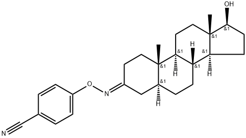 p-[[(17β-Hydroxy-5α-androstan-3-ylidene)amino]oxy]benzonitrile Struktur