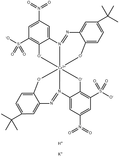 Chromate(3-), bis[3-[[5-(1,1-dimethylethyl)-2-(hydroxy-κO)phenyl]azo-κN1]-2-(hydroxy-κO)-5-nitrobenzenesulfonato(3-)]-, dipotassium hydrogen Struktur