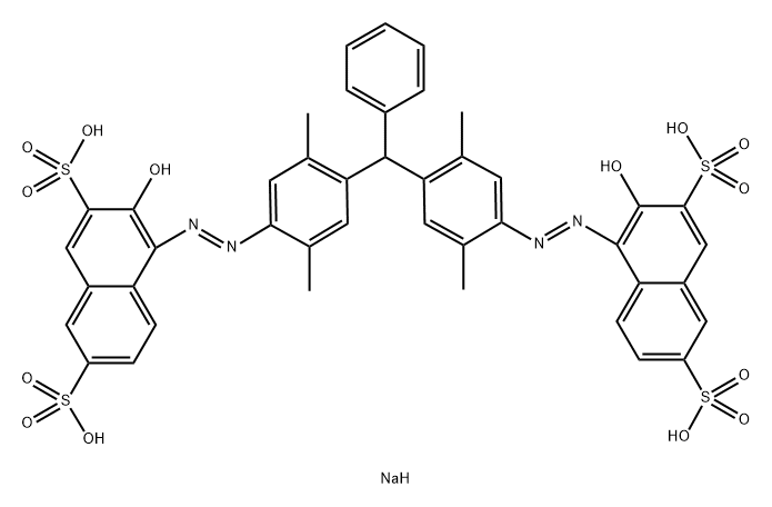 2,7-Naphthalenedisulfonic acid, 4,4'-[(phenylmethylene)bis[(2,5-dimethyl-4,1-phenylene)azo]]bis[3-hydroxy-, tetrasodium salt Structure