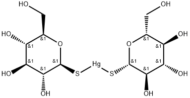 Mercury, bis(1-thio-.beta.-D-glucopyranosato-S)- Structure