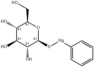Mercury, phenyl(1-thio-.beta.-D-glucopyranosato-S)- Struktur