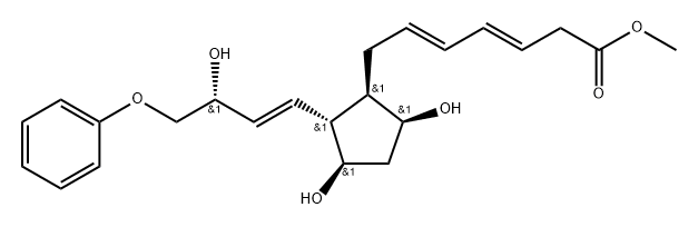 (3E,5E)-7-[(1R)-3α,5α-ジヒドロキシ-2β-[(E,R)-4-フェノキシ-3-ヒドロキシ-1-ブテニル]シクロペンタン-1α-イル]-3,5-ヘプタジエン酸メチル 化学構造式