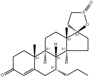 Pregn-4-ene-21-sulfinic acid, 17-hydroxy-3-oxo-7-propyl-, intramol. ester, (7.alpha.,17.alpha.)- Structure