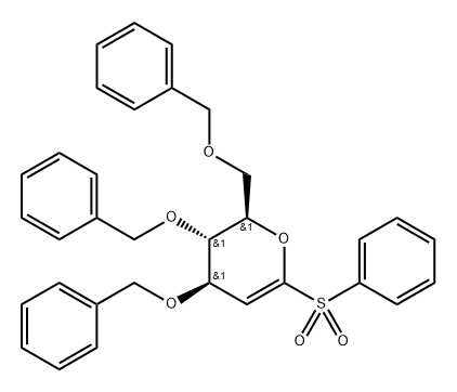 D-arabino-Hex-1-enitol, 1,5-anhydro-2-deoxy-3,4,6-tris-O-(phenylmethyl)-1-C-(phenylsulfonyl)- Struktur