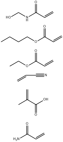 2-Propenoic acid, 2-methyl-, polymer with butyl 2-propenoate, ethyl 2-propenoate, N-(hydroxymethyl)-2-propenamide, 2-propenamide and 2-propenenitrile|
