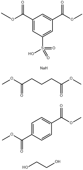 5-磺基-1,3-苯二甲酸-1,3-二甲基酯钠盐与1,4-苯二甲酸二甲酯、戊二酸二甲酯和1,2-乙二醇的聚合物, 65072-10-8, 结构式