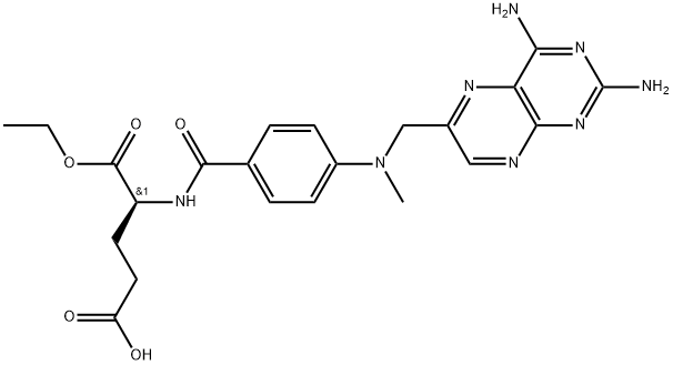 L-Glutamic acid, N-[4-[[(2,4-diamino-6-pteridinyl)methyl]methylamino]benzoyl]-, 1-ethyl ester Structure