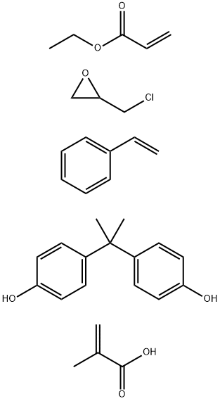 2-Propenoic acid, 2-methyl-, polymer with (chloromethyl)oxirane, ethenylbenzene, ethyl 2-propenoate and 4,4'-(1-methylethylidene)bis[phenol] Structure