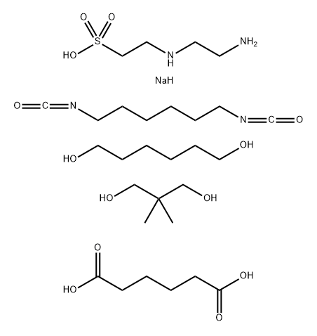 Hexanedioic acid, polymer with 2-[(2-aminoethyl)amino]ethanesulfonic acid monosodium salt, 1,6-diisocyanatohexane, 2,2-dimethyl-1,3-propanediol and 1,6-hexanediol 结构式