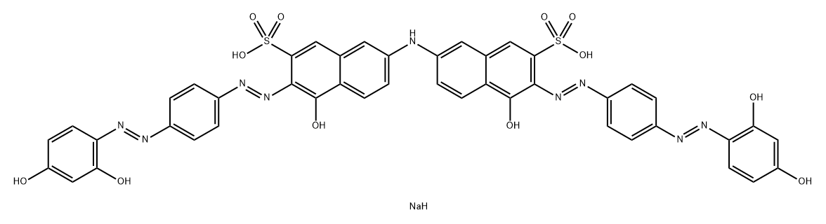 7,7'-イミノビス[4-ヒドロキシ-3-[[4-[(2,4-ジヒドロキシフェニル)アゾ]フェニル]アゾ]ナフタレン-2-スルホン酸ナトリウム] 化学構造式