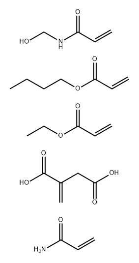 Butanedioic acid, methylene-, polymer with butyl 2-propenoate, ethyl 2-propenoate, N-(hydroxymethyl)-2-propenamide and 2-propenamide|