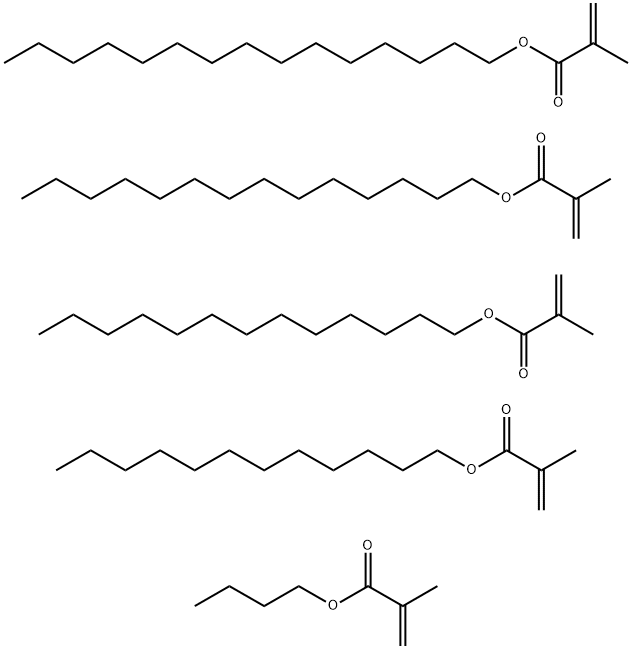 2-甲基-2-丙烯酸丁酯与2-甲基-2-丙烯酸十二烷基酯、2-甲基-2-丙烯酸十五烷基酯、2-甲基-2-丙烯酸十四烷基酯和2-甲基-2-丙烯酸十三烷基酯的聚合物, 65379-38-6, 结构式