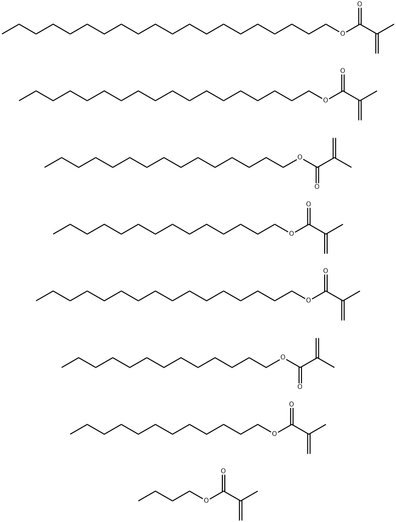 2-Propenoic acid, 2-methyl-, butyl ester, polymer with dodecyl 2-methyl-2-propenoate, eicosyl 2-methyl-2-propenoate, hexadecyl 2-methyl-2-propenoate, octadecyl 2-methyl-2-propenoate, pentadecyl 2-methyl-2-propenoate, tetradecyl 2-methyl-2-propenoate and t Struktur