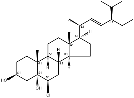 (22E,24R)-6β-Chloro-5α-stigmast-22-ene-3β,5-diol Struktur