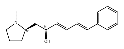 rel-(αR*,2S*)-1-メチル-α-[(1E,3E)-4-フェニル-1,3-ブタジエニル]-2-ピロリジンエタノール 化学構造式