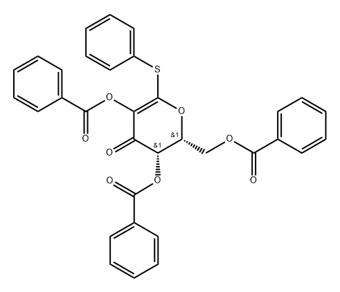 D-threo-Hex-1-enopyranosid-3-ulose, phenyl 1-thio-, 2,4,6-tribenzoate 结构式