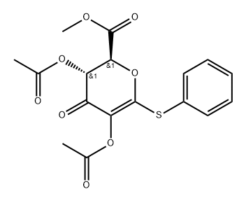 L-erythro-Hex-5-en-4-ulosonic acid, 2,6-anhydro-6-C-(phenylthio)-, methyl ester, diacetate Struktur