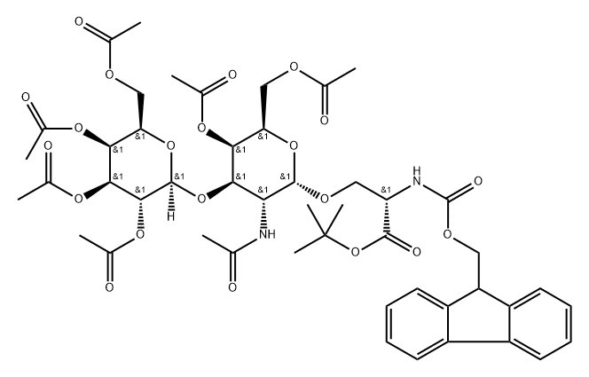 O-[4,6-Di-O-acetyl-2-(acetylamino)-2-deoxy-3-O-(2,3,4,6-tetra-O-acetyl-beta-D-galactopyranosyl)-alpha-D-galactopyranosyl]-N-[(9H-fluoren-9-ylmethoxy)carbonyl]-L-serine 1,1-dimethylethyl ester Struktur