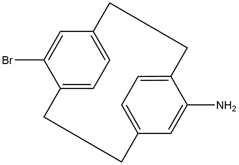Tricyclo[8.2.2.24,7]hexadeca-4,6,10,12,13,15-hexaen-5-amine, 11-bromo-, stereoisomer Structure