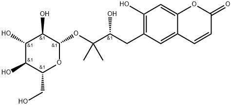 (R)-白花前胡醇 3'-O-BETA-D-吡喃葡萄糖苷 结构式