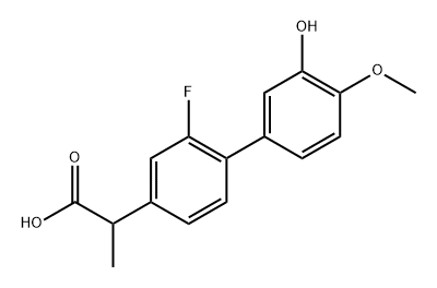 2-(2-フルオロ-3'-ヒドロキシ-4'-メトキシ-4-ビフェニリル)プロピオン酸 化学構造式
