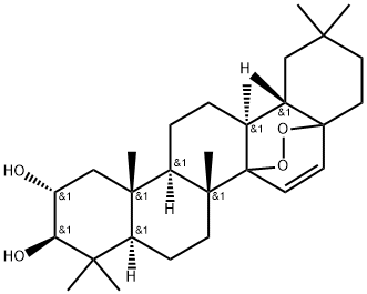 (14ξ,17ξ)-14,17-エピジオキシ-28-ノル-D-フリード-5α-オレアナ-15-エン-2α,3β-ジオール 化学構造式