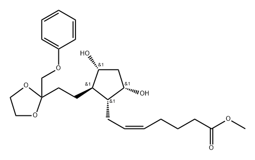 (Z)-7-[(1R)-3α,5α-Dihydroxy-2β-[2-(2-phenoxymethyl-1,3-dioxolan-2-yl)ethyl]cyclopentan-1α-yl]-5-heptenoic acid methyl ester Struktur