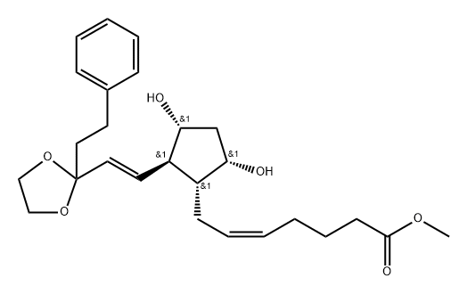 (Z)-7-[(1R)-3α,5α-ジヒドロキシ-2β-[(E)-2-[2-(2-フェニルエチル)-1,3-ジオキソラン-2-イル]エテニル]シクロペンタン-1α-イル]-5-ヘプテン酸メチル 化学構造式