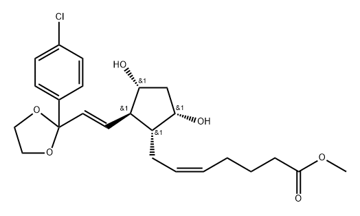 (Z)-7-[(1R)-2β-[(E)-2-[2-(4-クロロフェニル)-1,3-ジオキソラン-2-イル]エテニル]-3α,5α-ジヒドロキシシクロペンタン-1α-イル]-5-ヘプテン酸メチル 化学構造式