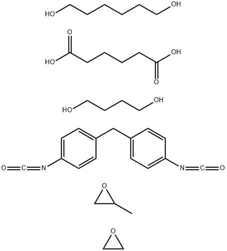 Hexanedioic acid, polymer with 1,4-butanediol, 1,6-hexanediol, 1,1-methylenebis4-isocyanatobenzene, methyloxirane and oxirane|