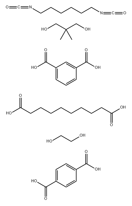 1,3-Benzenedicarboxylic acid polymer with 1,4-benzenedicarboxylic acid, decanedioic acid, 1,6-diisocyanatohexane, 2,2-dimethyl-1,3-propanediol and 1,2-ethanediol Struktur