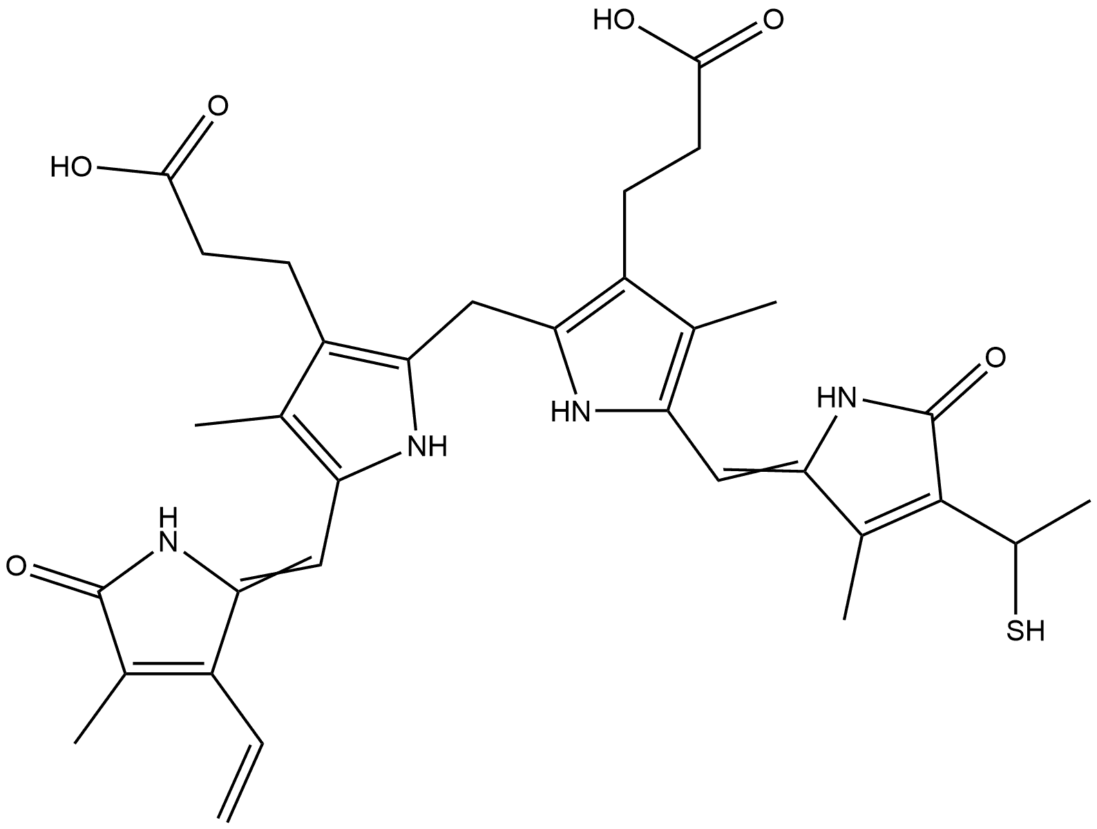21H-Biline-8,12-dipropanoic acid, 3-ethenyl-1,10,19,22,23,24-hexahydro-18-(1-mercaptoethyl)-2,7,13,17-tetramethyl-1,19-dioxo- (9CI)