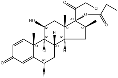 [(6S,8S,9R,10S,11S,13S,14S,16S,17R)-9-chloro-17-(2-chloroacetyl)-6-fluoro-11-hydroxy-10,13,16-trimethyl-3-oxo-6,7,8,11,12,14,15,16-octahydrocyclopenta[a]phenanthren-17-yl] propanoate, 66852-61-7, 结构式