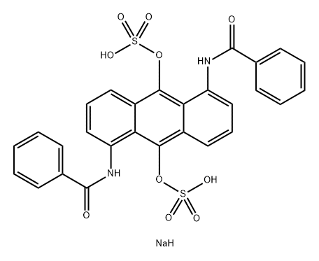 DISODIUM 1,5-DIBENZAMIDOANTHRACENE-9,10-DIYL BIS(SULPHATE) 结构式