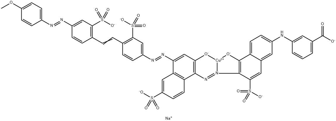 Cuprate(5-), [3-[[5-(hydroxy-κO)-6-[[2-(hydroxy-κO)-4-[[4-[2-[4-[(4-methoxyphenyl)azo]-2-sulfophenyl]ethenyl]-3-sulfophenyl]azo]-6-sulfo-1-naphthalenyl]azo-κN1]-7-sulfo-2-naphthalenyl]amino]benzoato(7-)]-, pentasodium Structure