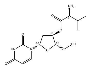 2'-Deoxy-L-uridine 3'-O-L-valinyl ester Struktur