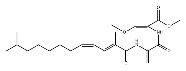 Serine, 2,3-didehydro-N-[(2E,4Z)-2,11-dimethyl-1-oxo-2,4-dodecadien-1-yl]alanyl-2,3-didehydro-O-methyl-, methyl ester, (2Z)- Struktur