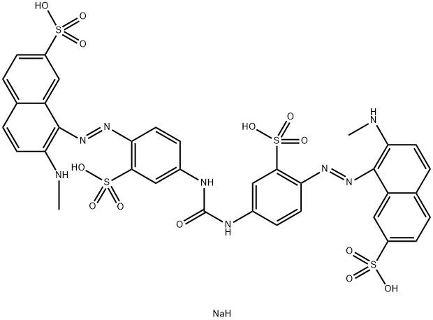 2-Naphthalenesulfonic acid, 8,8'-[carbonylbis[imino(2-sulfo-4,1-phenylene)azo]]bis[7-(methylamino)-, tetrasodium salt Struktur