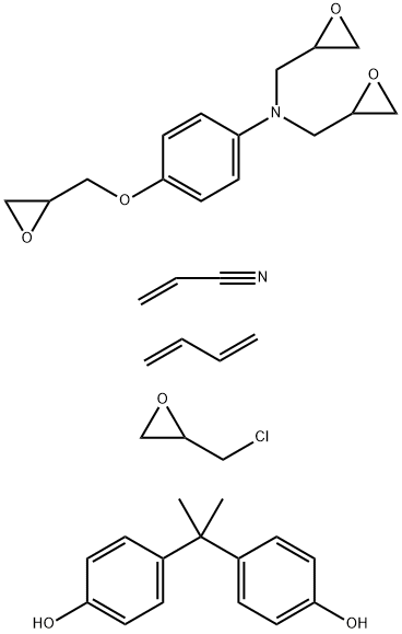 2-Propenenitrile, polymer with 1,3-butadiene, carboxy-terminated, poly mer with bisphenol A, epichlorohydrin and N-(4-(oxiranylmethoxy)phenyl )-N-(oxiranylmethyl)oxiranemethanamine Struktur