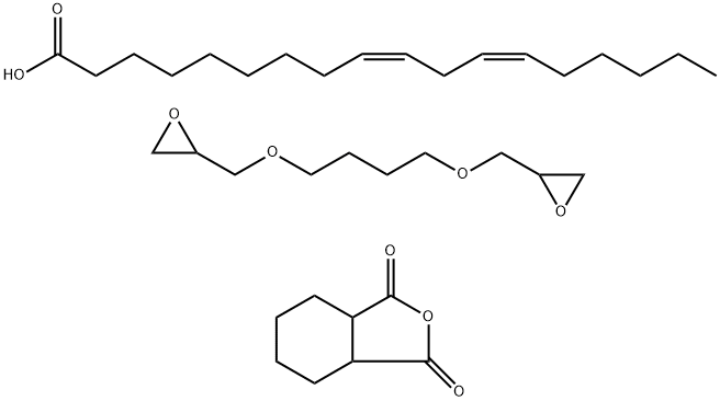 9,12-Octadecadienoic acid (Z,Z)-, dimer, polymer with 2,2'-[1,4-butanediylbis(oxymethylene)]bis[oxirane] and hexahydro-1,3-isobenzofurandione Structure