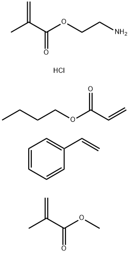2-甲基-2-丙酸-2-氨乙基酯氢氯化物与2-丙烯酸丁酯、乙烯基苯和甲基-2-甲基-2-丙烯酸甲酯的聚合物, 67970-17-6, 结构式