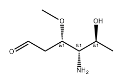 4-アミノ-3-O-メチル-2,4,6-トリデオキシ-L-arabino-ヘキソース 化学構造式