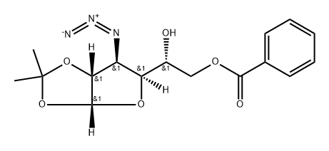 3-azido-3-deoxy-1,2-O-isopropylidene-6-O-benzoyl-α-D-glucofuranose Struktur